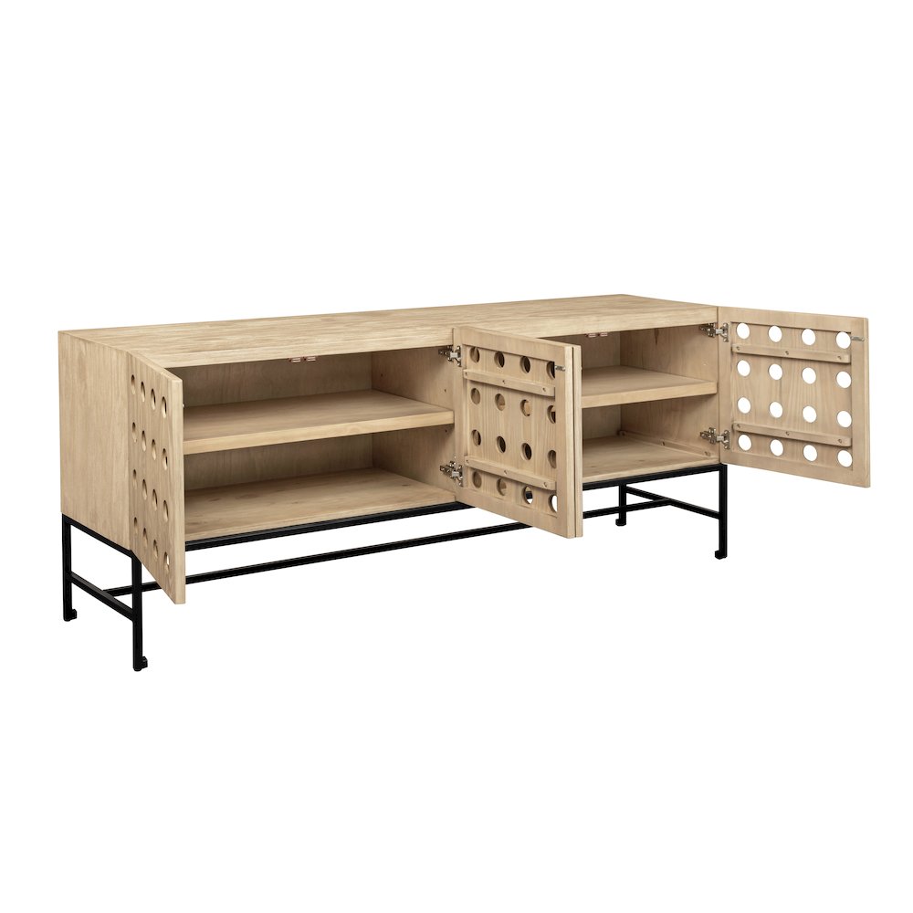 Becca 4-Door Sideboard in Sand Oak Finish on Solid Pine Wood. Picture 6