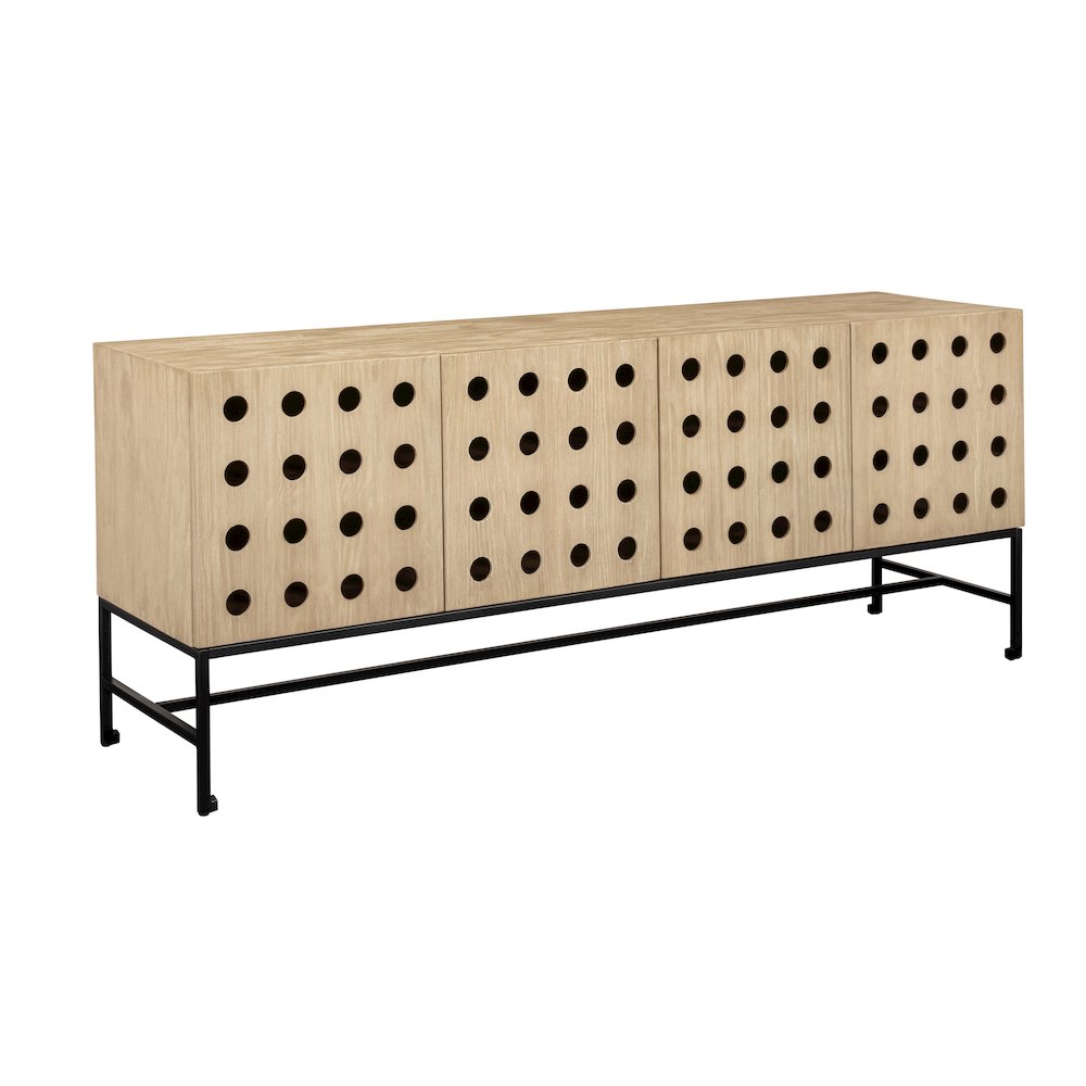 Becca 4-Door Sideboard in Sand Oak Finish on Solid Pine Wood. Picture 7