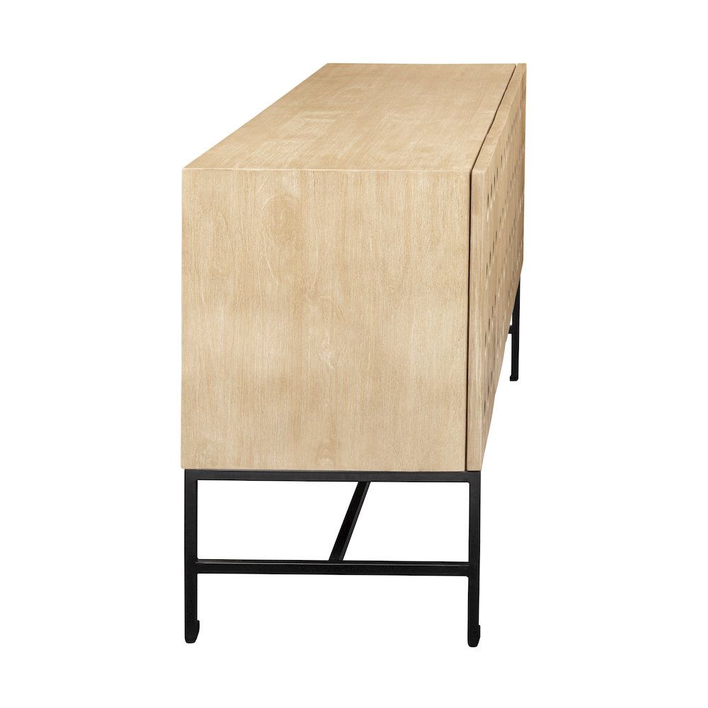 Becca 4-Door Sideboard in Sand Oak Finish on Solid Pine Wood. Picture 8