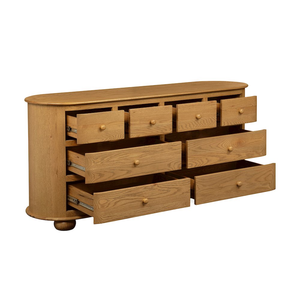 Astrid 8 - Drawer Dresser In Solid Oak Wood. Picture 4
