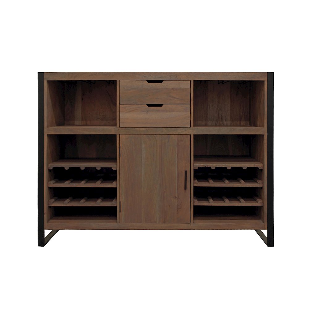 Gail Wine & Bar Console in Gray Wash. Picture 1