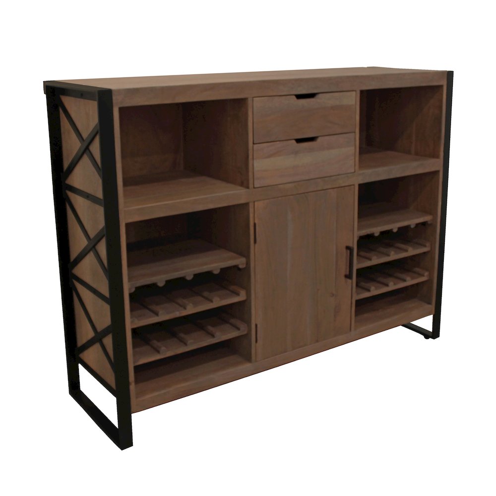Gail Wine & Bar Console in Gray Wash. Picture 3