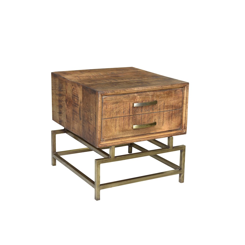 Mid-Century Goldbust 1-Drawer Side Table. Picture 1