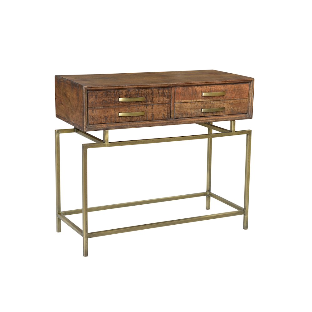 Mid-Century Goldbust 2-Drawer Console Table. Picture 1