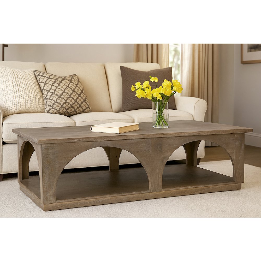 Archie Solid Wood Coffee Table in North Creek Brown. Picture 2