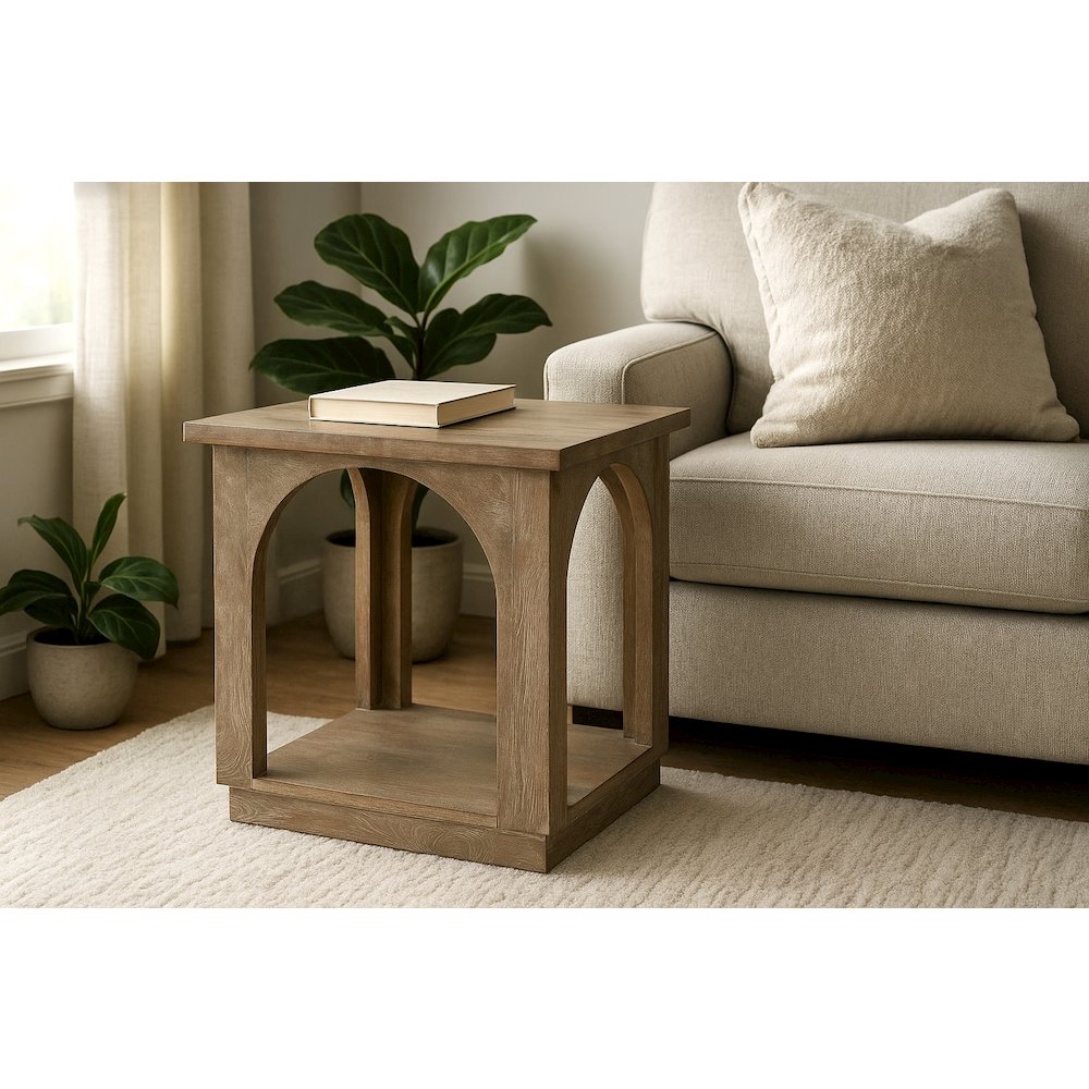 Archie Solid Wood End Table in North Creek Brown. Picture 3
