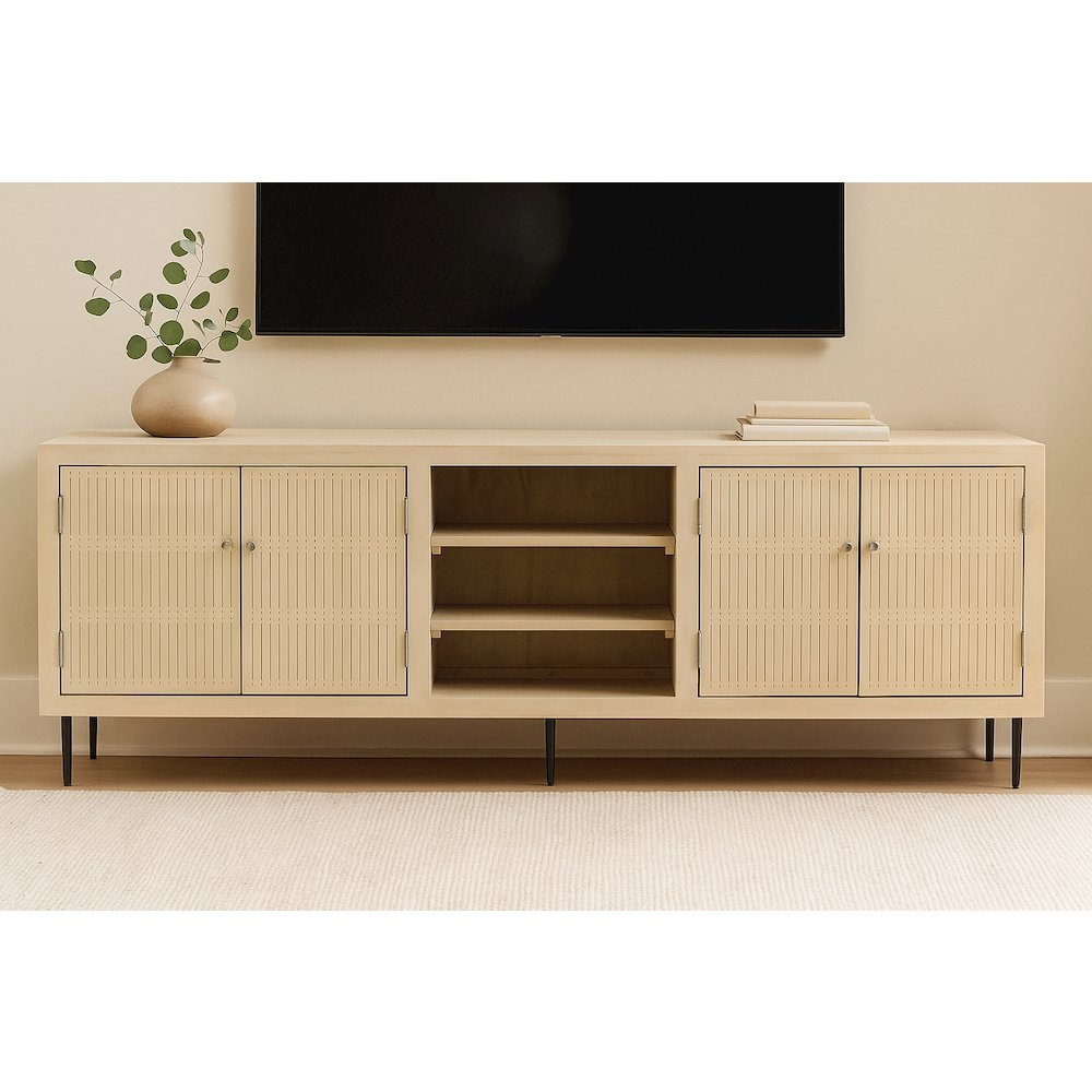 Sampson 4-Door Media Cabinet in Aged Natural. Picture 2