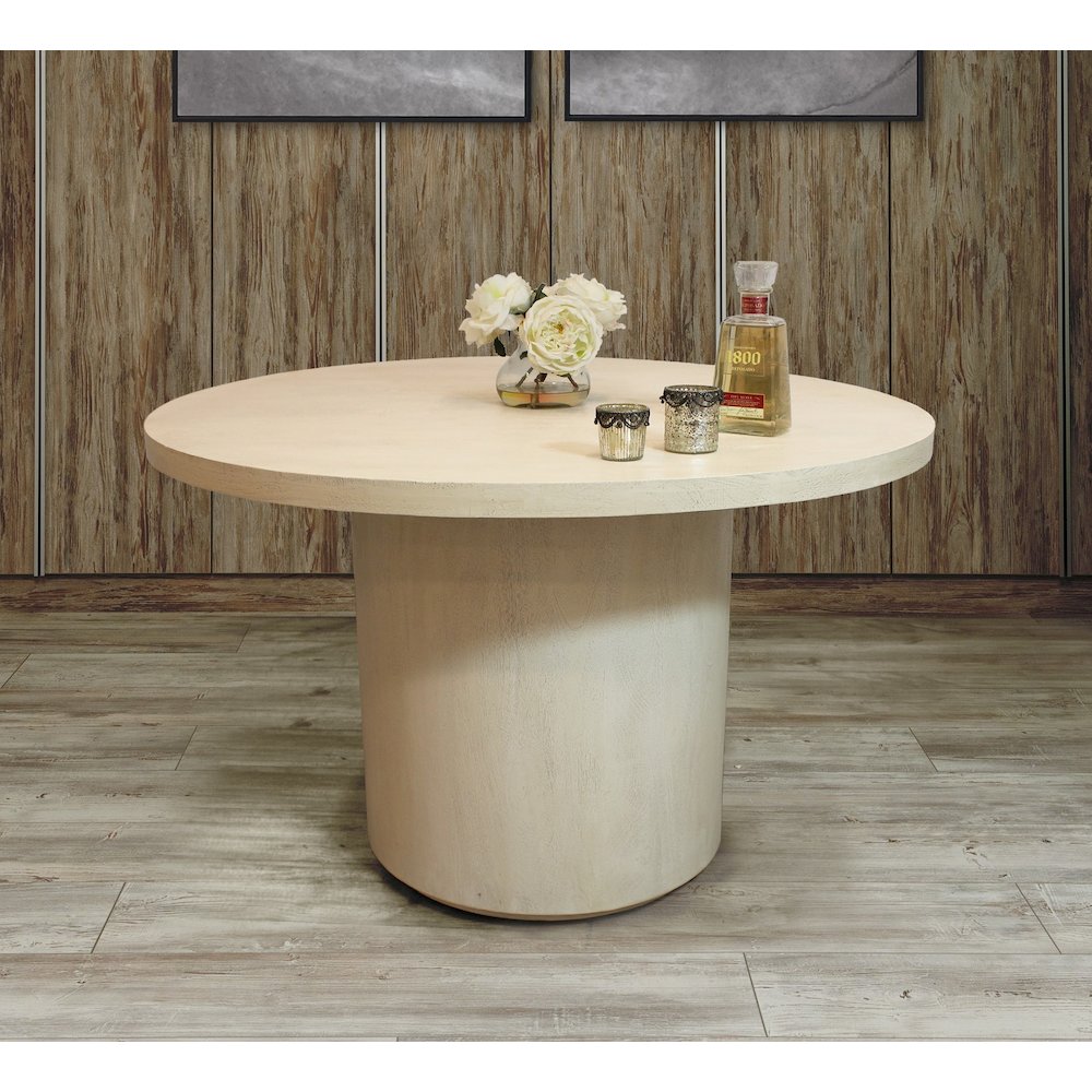 Flagstaff 48" Round Dining Table in Stone Natural. Picture 6