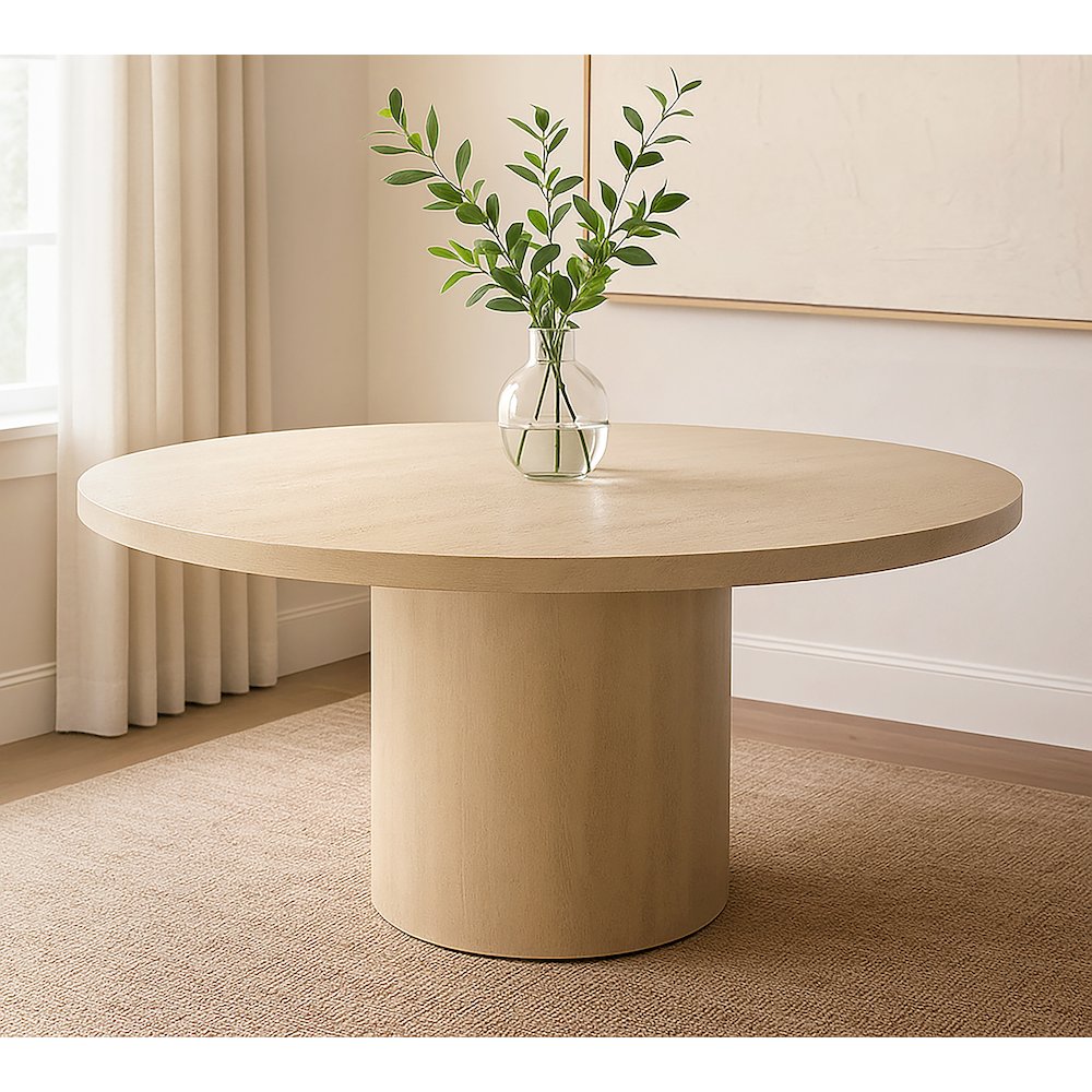 Flagstaff 60" Round Dining Table in Stone Natural. Picture 2