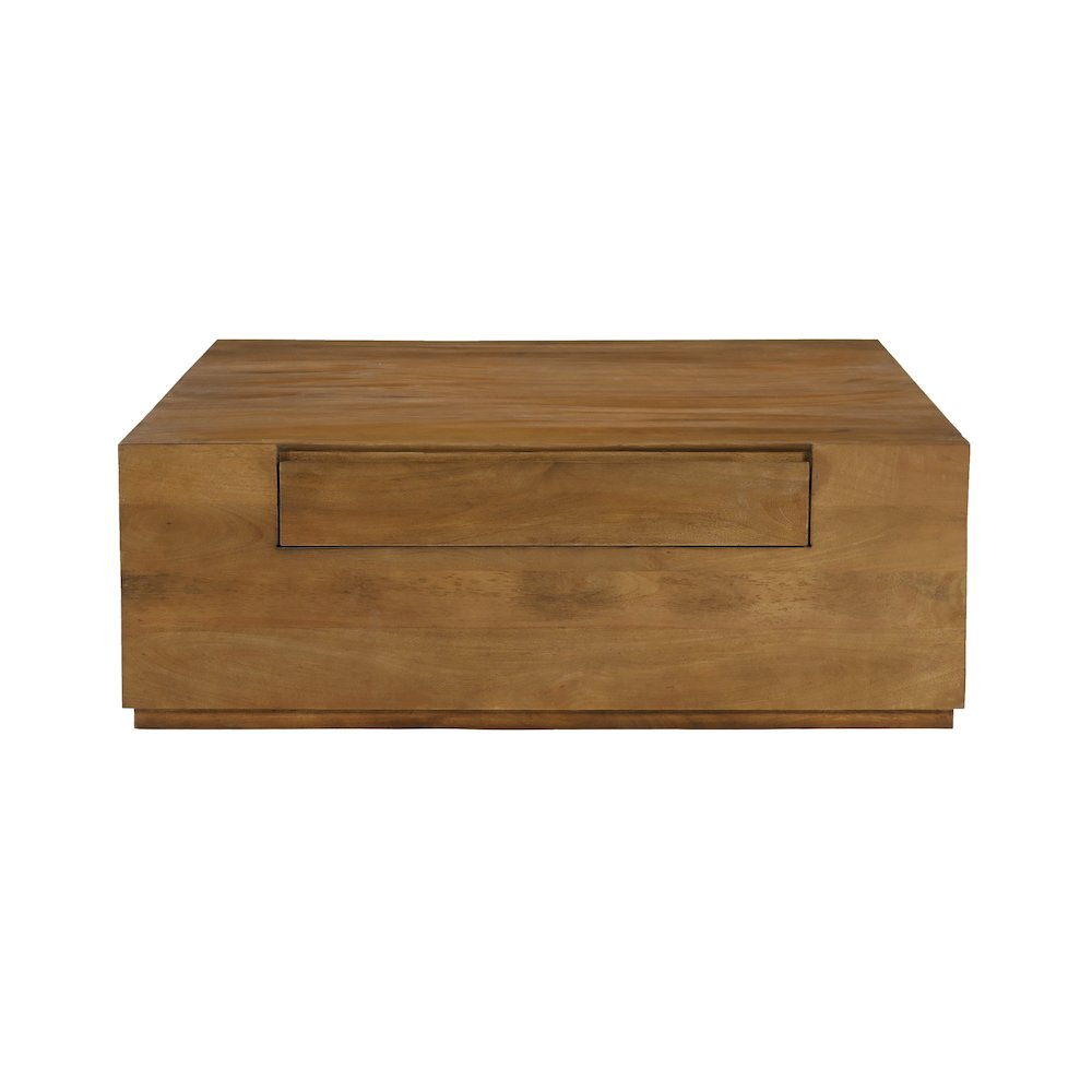 Flagstaff Square Cocktail Table in Spice Tan with 2-Drawers. Picture 1
