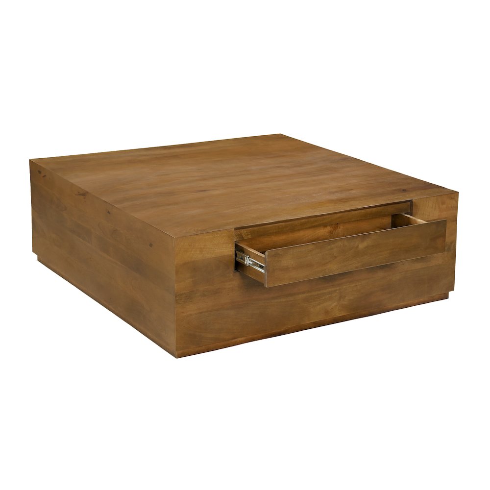 Flagstaff Square Cocktail Table in Spice Tan with 2-Drawers. Picture 3