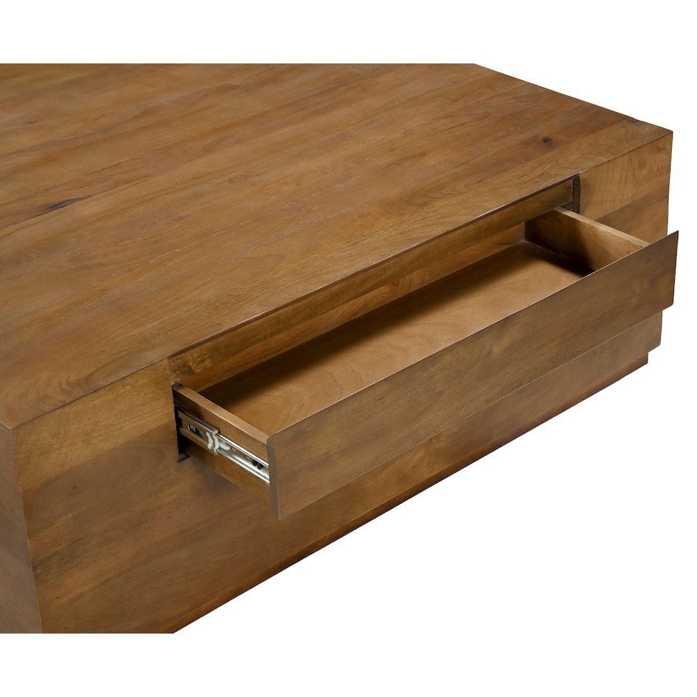 Flagstaff Square Cocktail Table in Spice Tan with 2-Drawers. Picture 4