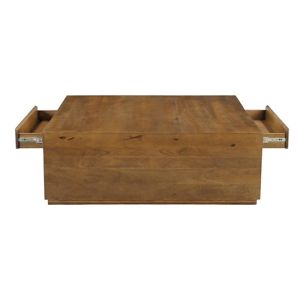 Flagstaff Square Cocktail Table in Spice Tan with 2-Drawers. Picture 5