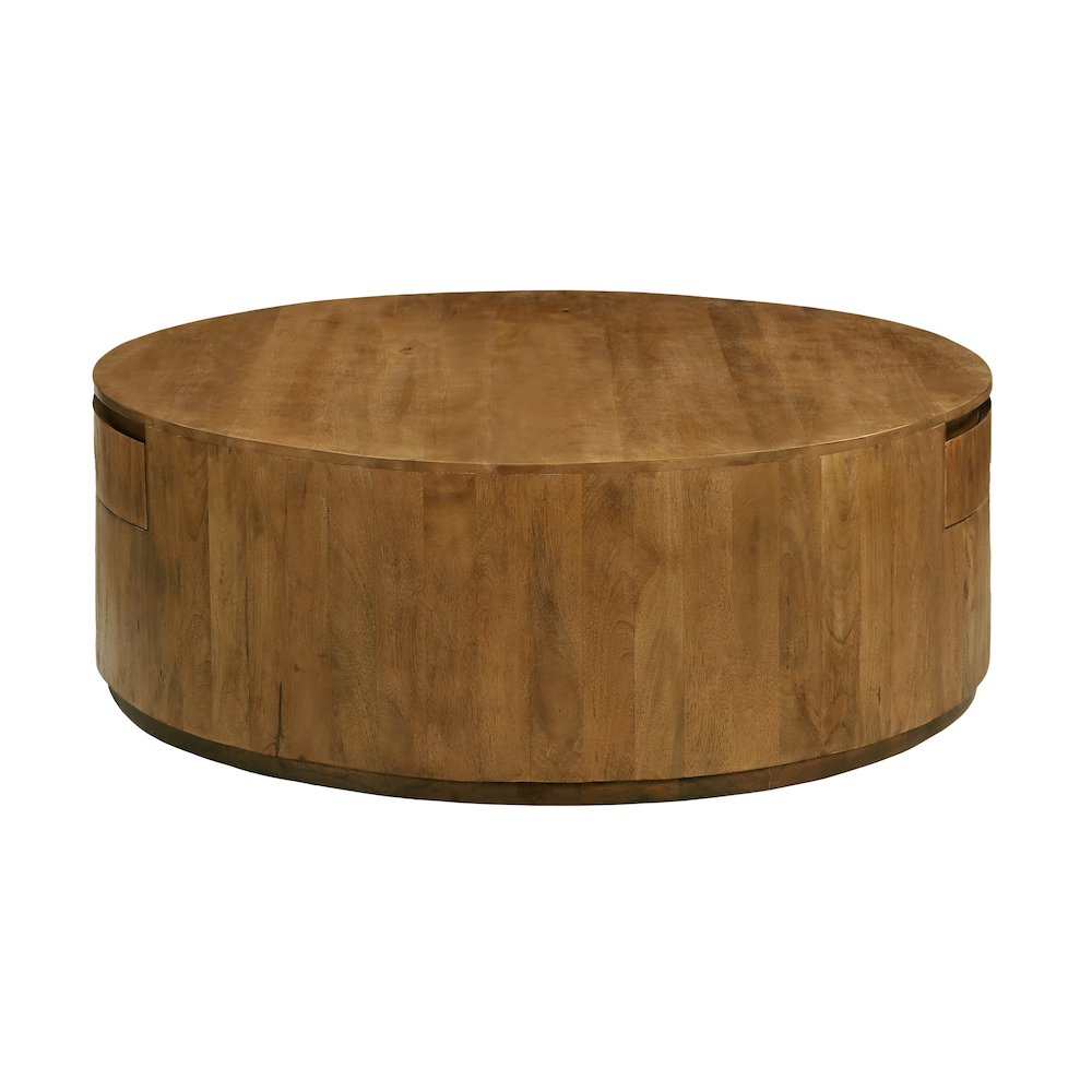 Flagstaff Round Cocktail Table in Spice Tan with 2-Drawers. Picture 4
