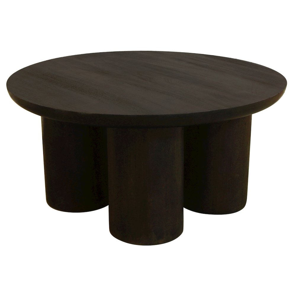 Sullivan Solid Wood Round Coffee Table in Dark Brown Finish. Picture 1