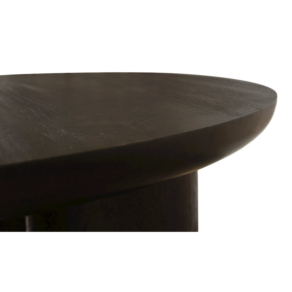 Sullivan Solid Wood Round Coffee Table in Dark Brown Finish. Picture 2