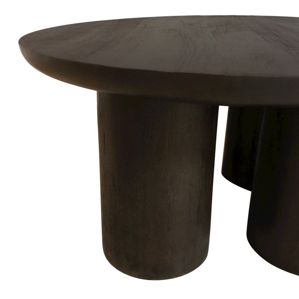 Sullivan Solid Wood Round Coffee Table in Dark Brown Finish. Picture 3