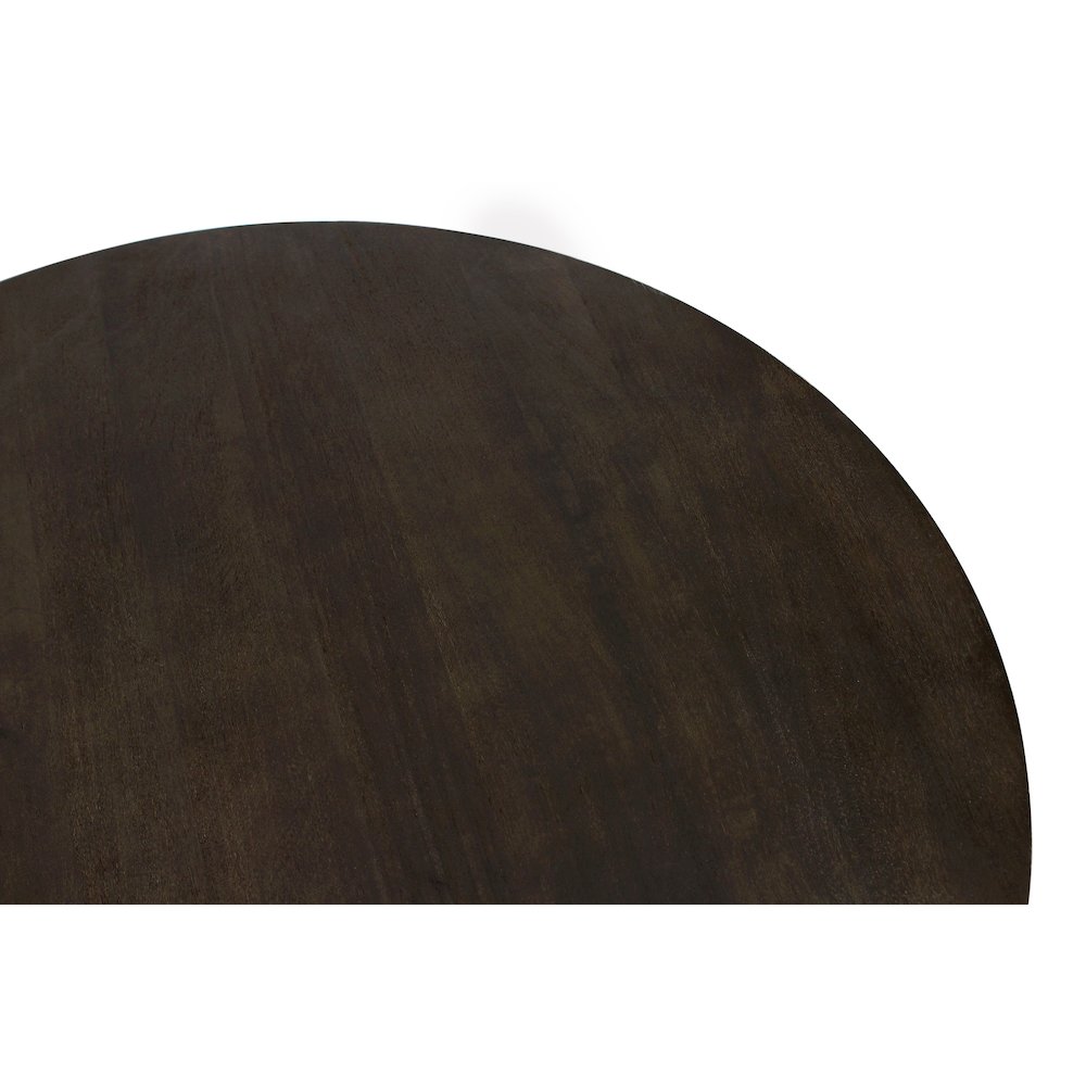 Sullivan Solid Wood Round Coffee Table in Dark Brown Finish. Picture 4