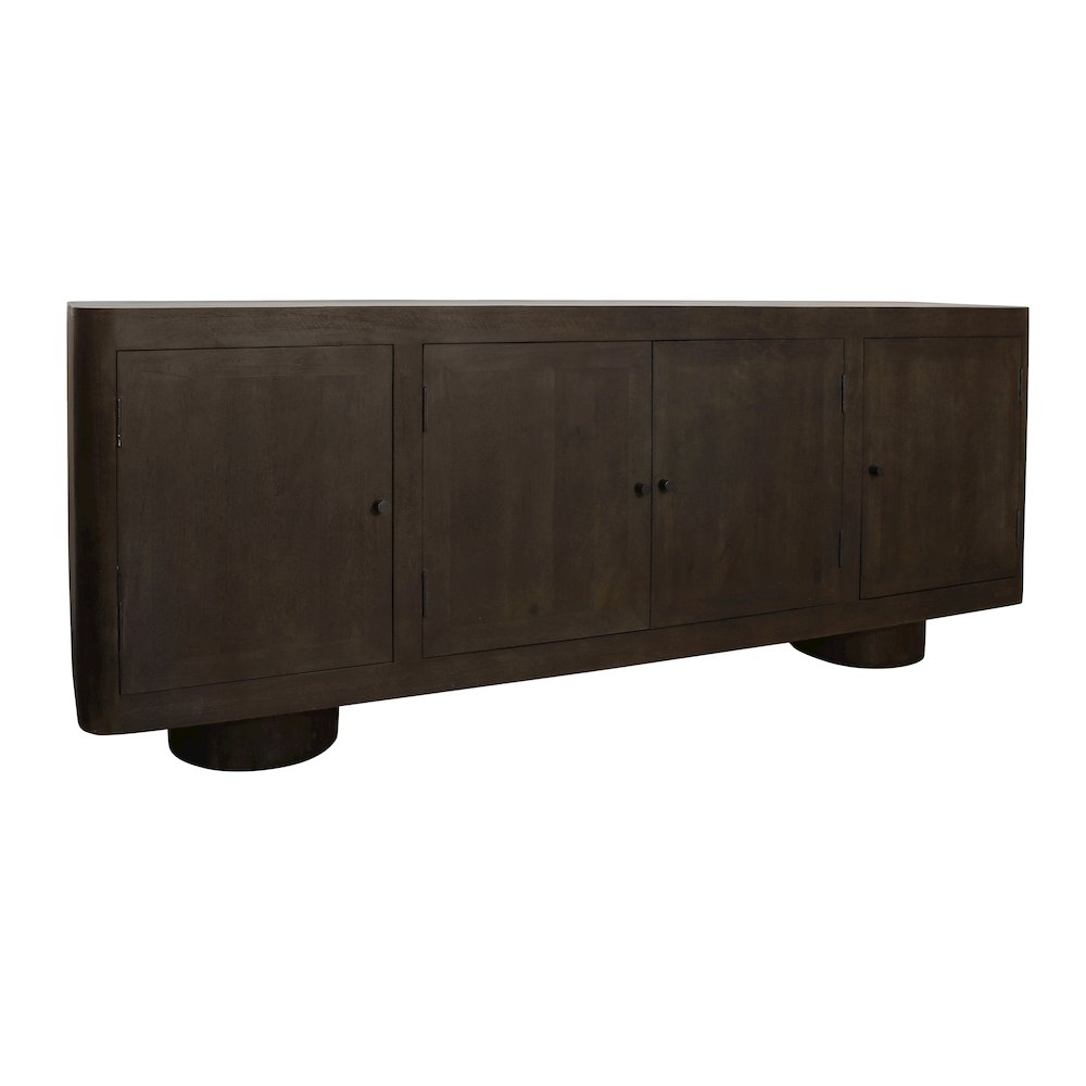 Sullivan Solid Wood 4-Door Sideboard in Dark Brown Finish. Picture 3