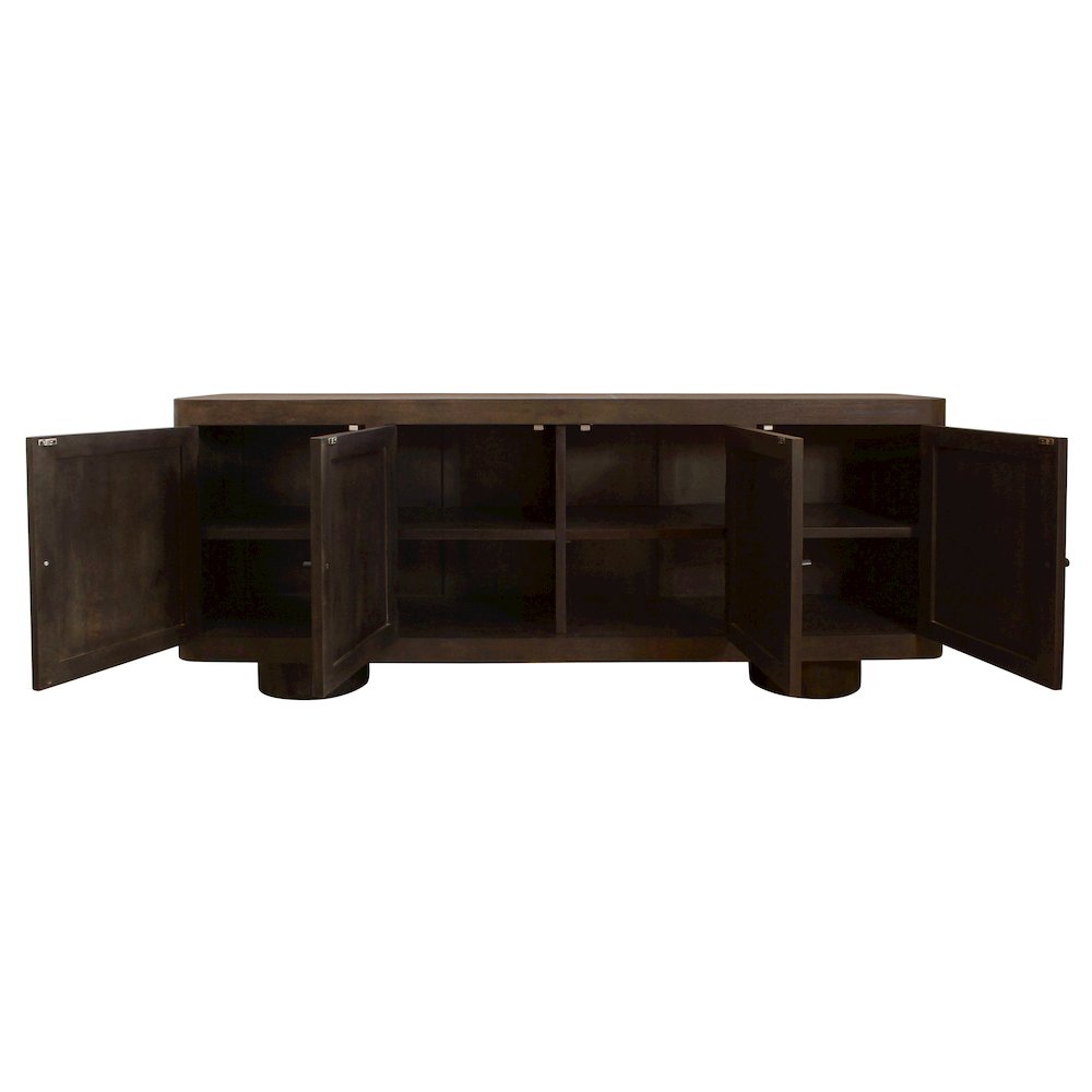 Sullivan Solid Wood 4-Door Sideboard in Dark Brown Finish. Picture 4
