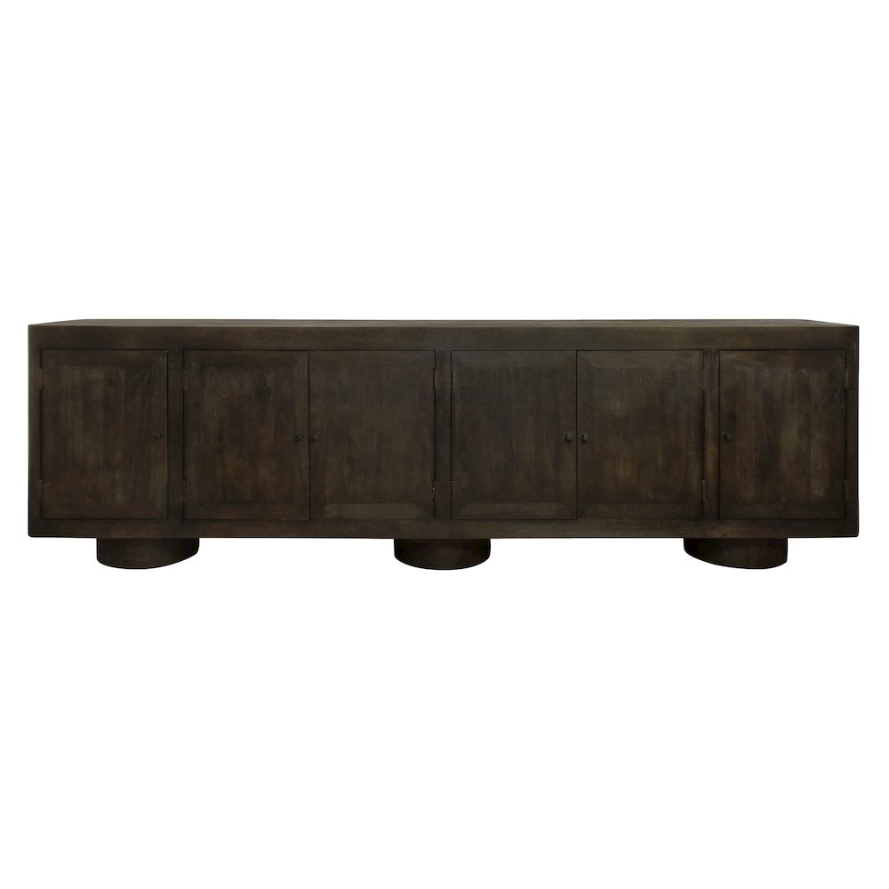 Sullivan Solid Wood 6-Door Sideboard in Dark Brown Finish. Picture 1