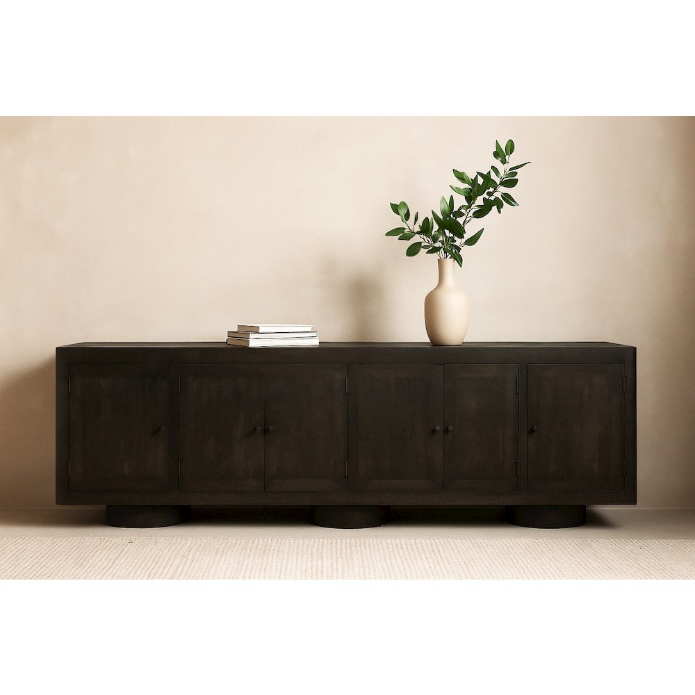 Sullivan Solid Wood 6-Door Sideboard in Dark Brown Finish. Picture 2