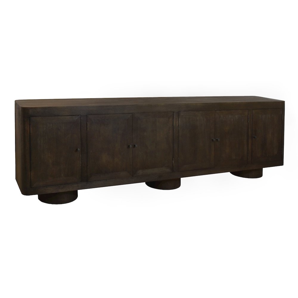 Sullivan Solid Wood 6-Door Sideboard in Dark Brown Finish. Picture 4