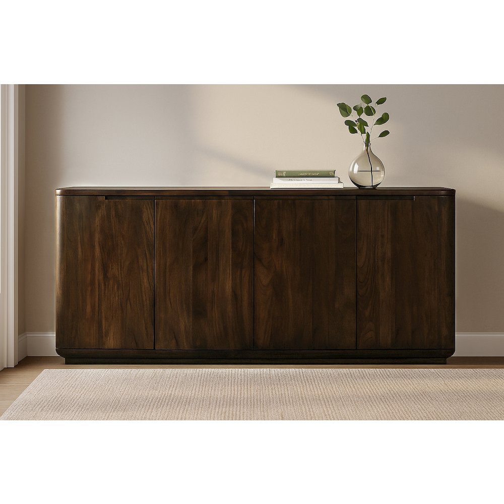 Bernard 4-Door Sideboard in Barista Brown on Solid Acacia Wood. Picture 2
