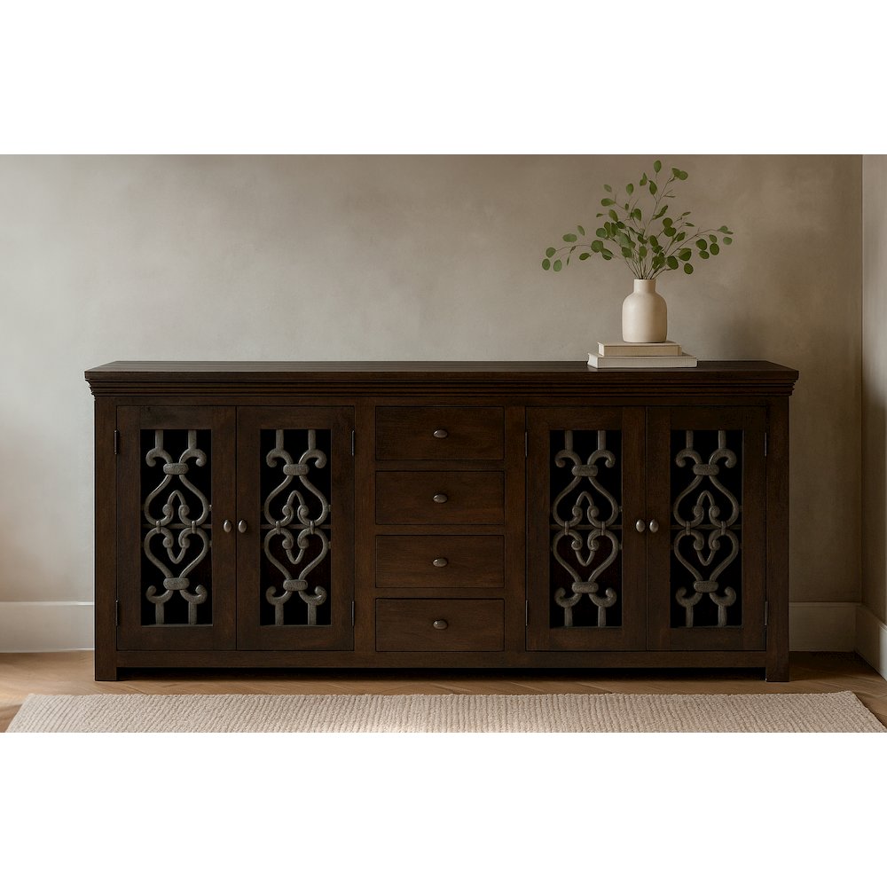 Hearst Sideboard 4-Door 4-Drawer in Barista Brown. Picture 2