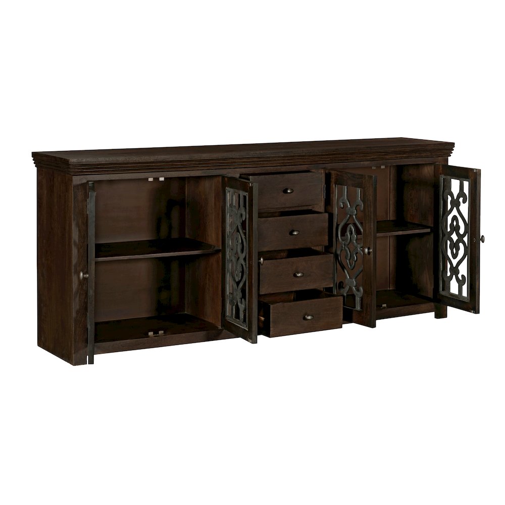 Hearst Sideboard 4-Door 4-Drawer in Barista Brown. Picture 4