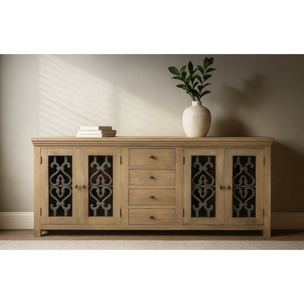 Hearst 4-Door 4-Drawer Sideboard in Distressed Natural. Picture 2