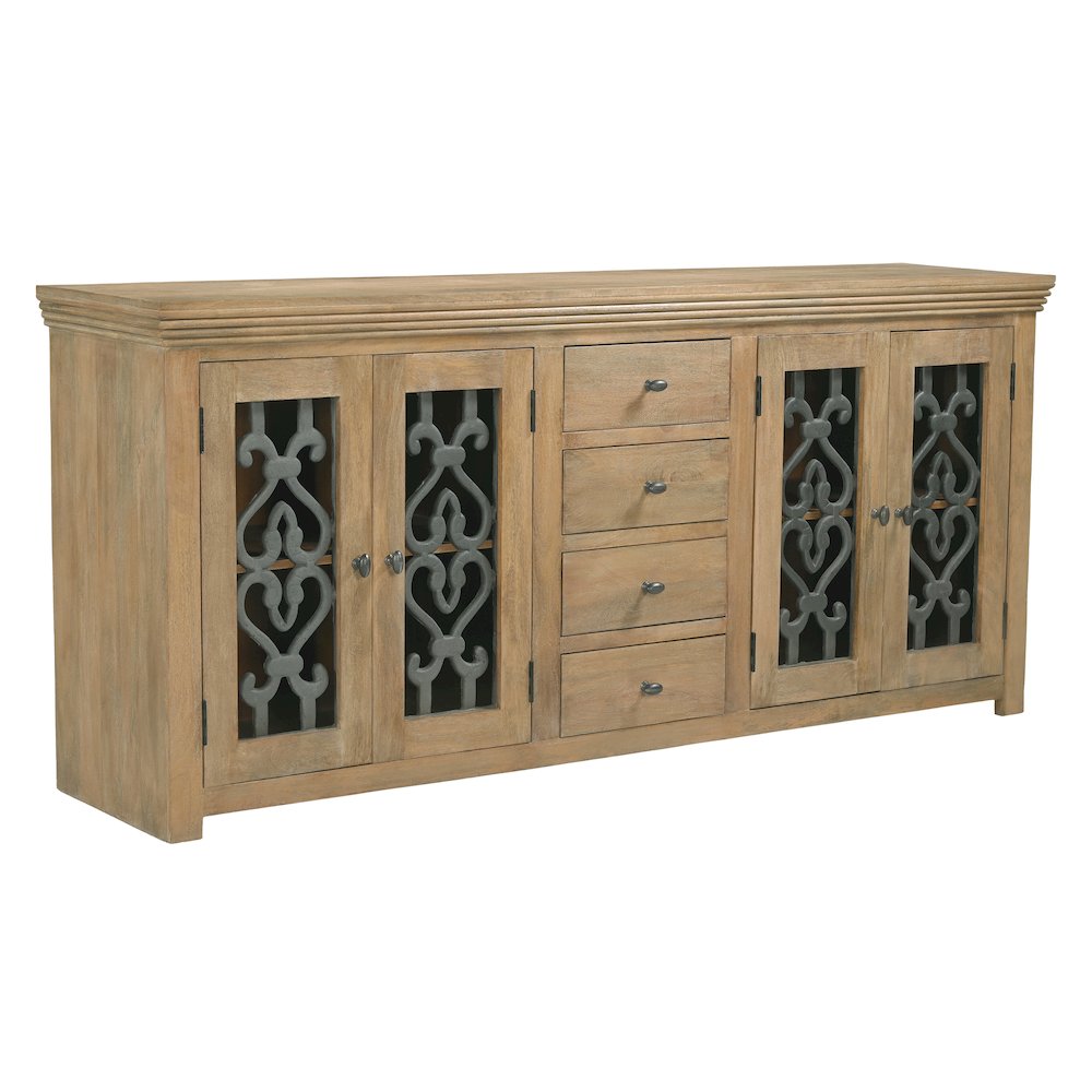 Hearst 4-Door 4-Drawer Sideboard in Distressed Natural. Picture 3