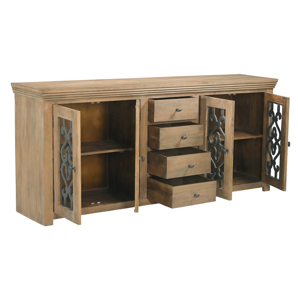 Hearst 4-Door 4-Drawer Sideboard in Distressed Natural. Picture 4