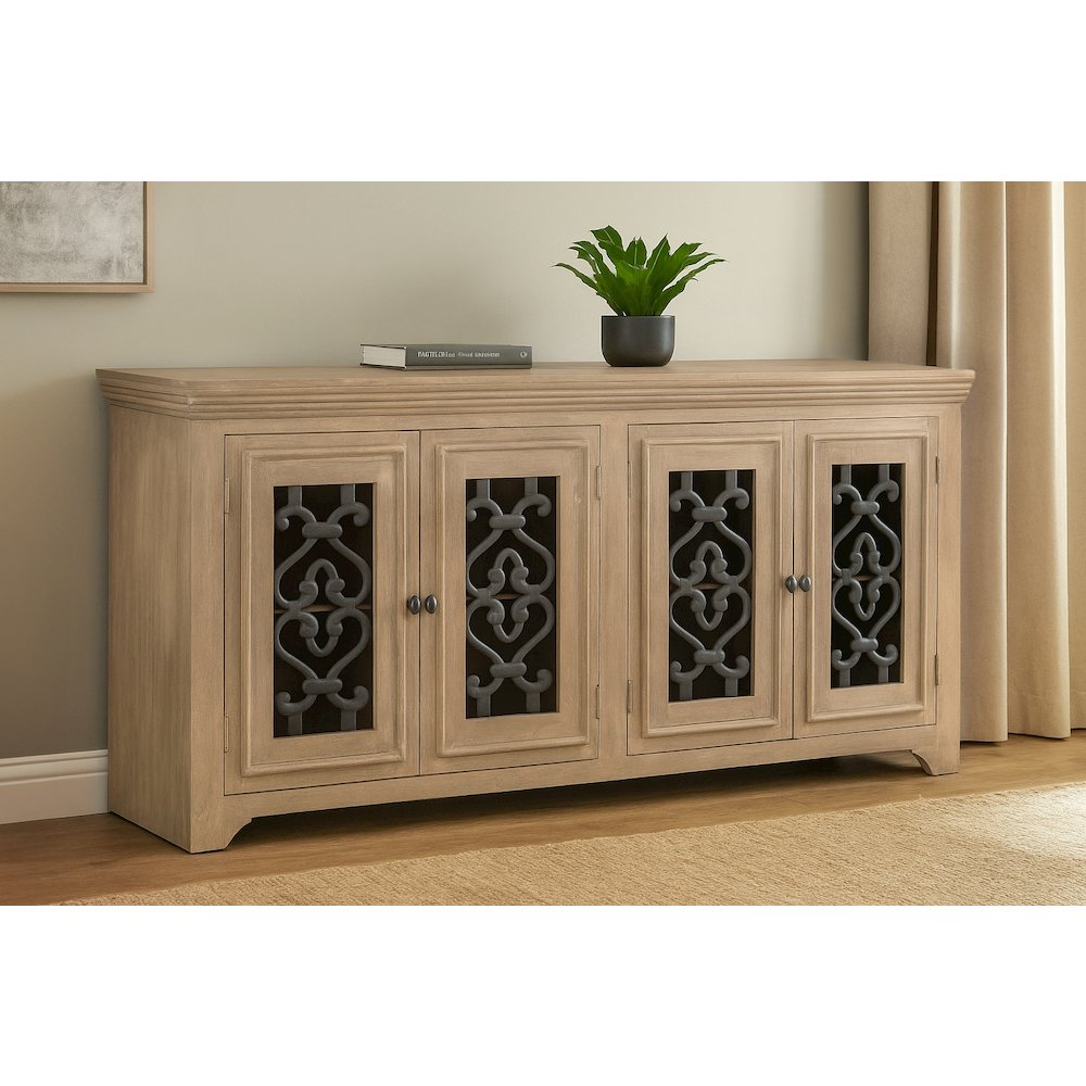 Hearst Sideboard 4-Door in Distressed Natural. Picture 2