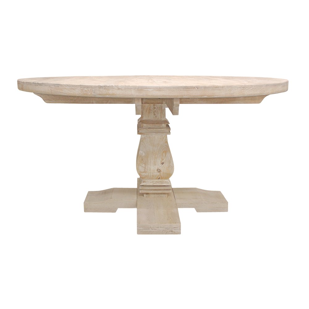 Benedict 58" Round Dining Table in White Wash. Picture 1