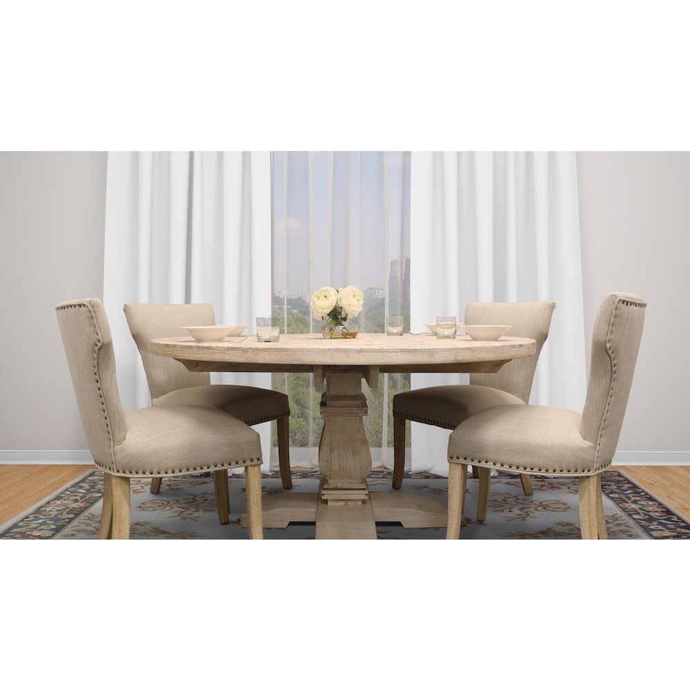 Benedict 58" Round Dining Table in White Wash. Picture 2