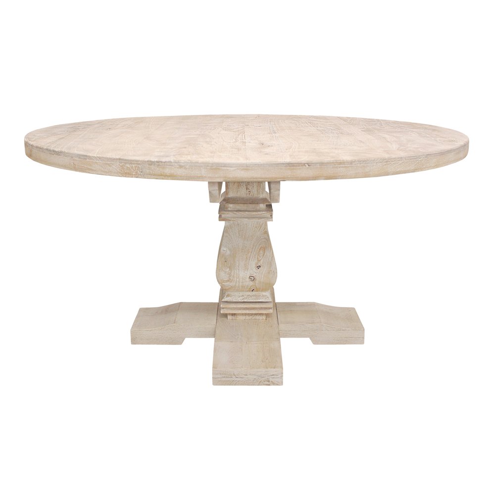 Benedict 58" Round Dining Table in White Wash. Picture 3