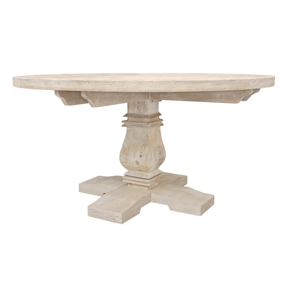 Benedict 58" Round Dining Table in White Wash. Picture 4