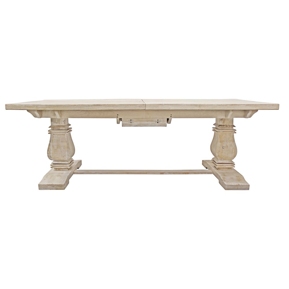 Benedict Extension Dining Table in White Wash. Picture 1