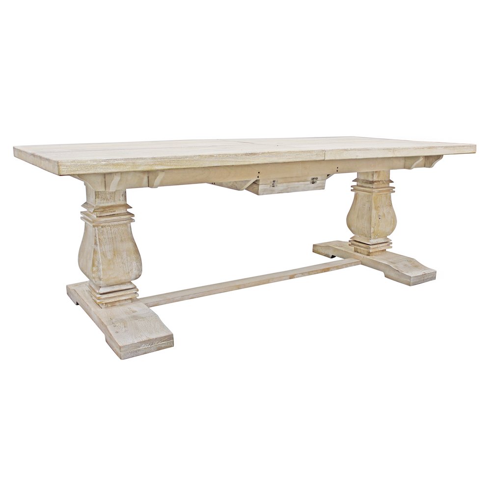 Benedict Extension Dining Table in White Wash. Picture 4