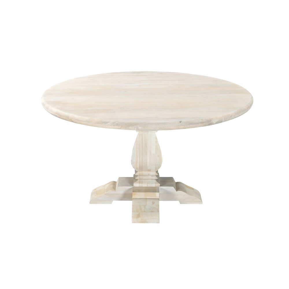Benedict 60" Round Dining Table - White Wash. Picture 1
