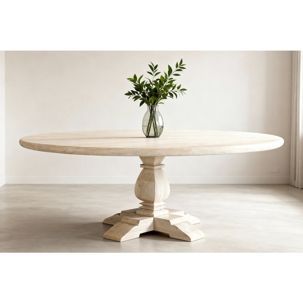 Benedict 71" Round Dining Table - White Wash. Picture 3
