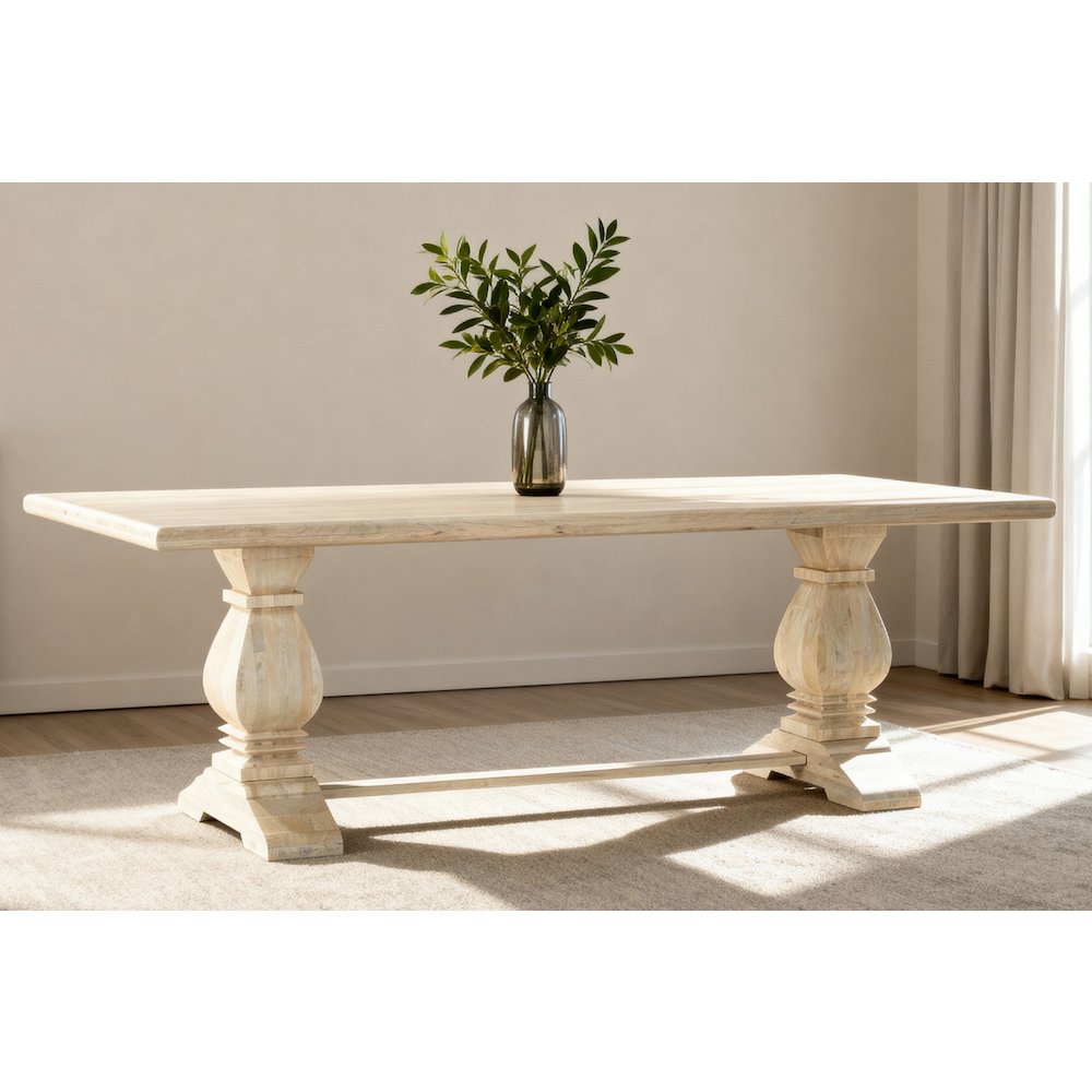 Benedict 84” Rectangular Dining Table – White Wash. Picture 3