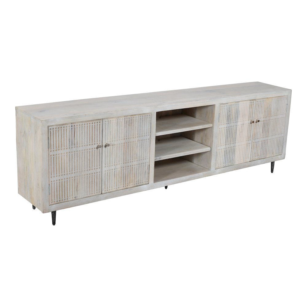 Sarah 4-Door Media Cabinet in Brushed Ivory. Picture 1