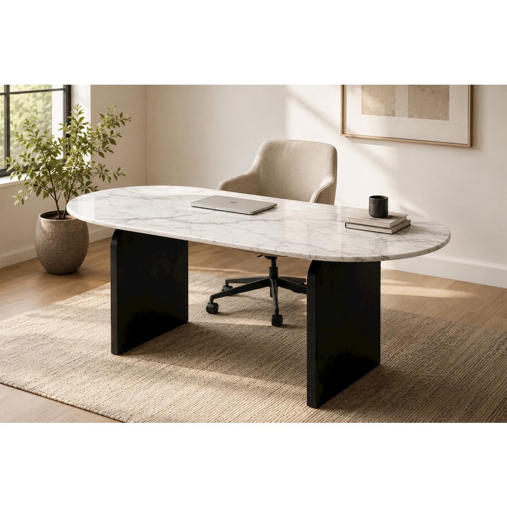 Terra Round Marble Top Desk. Picture 2