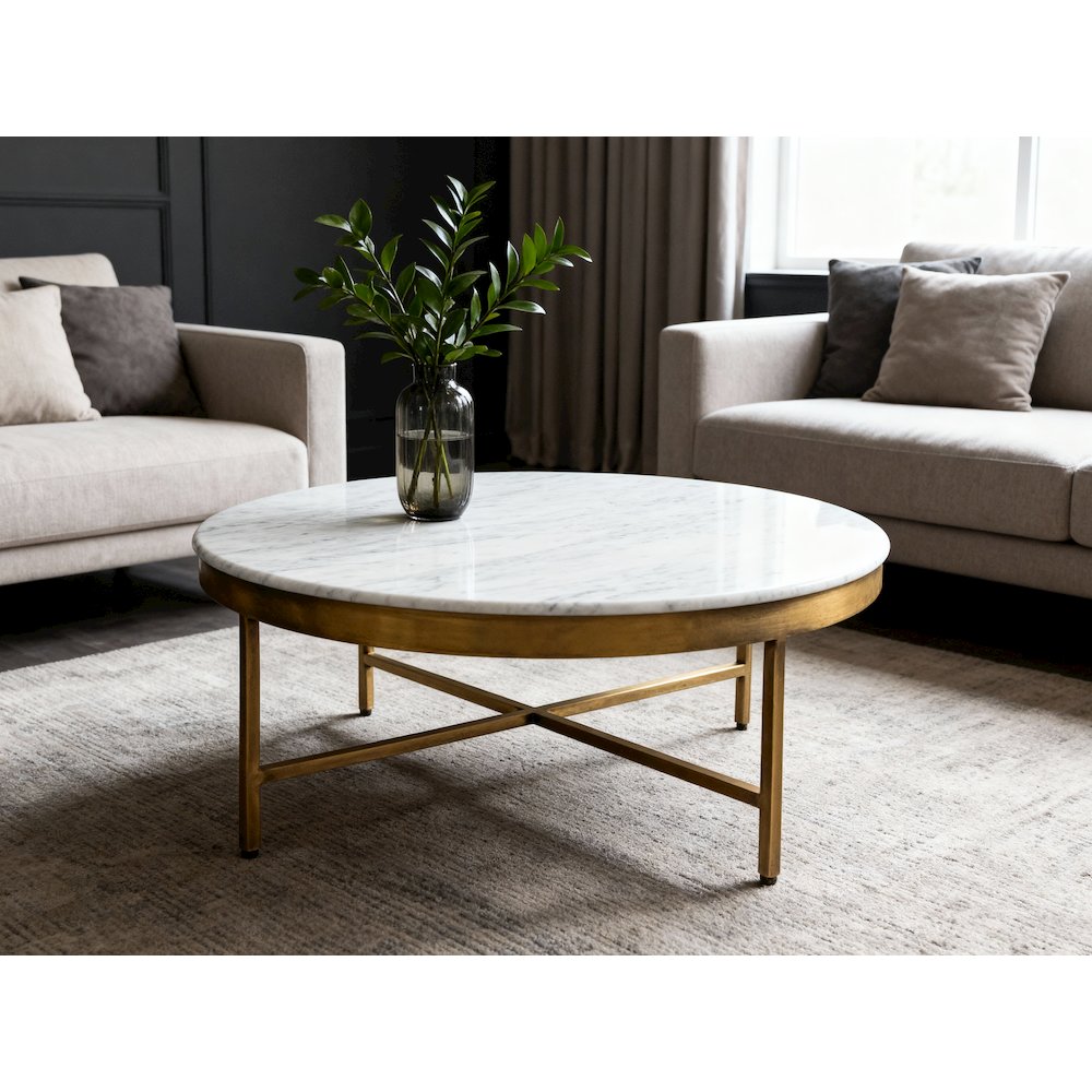 Orlando Marble Top Coffee Table in Ivory. Picture 4