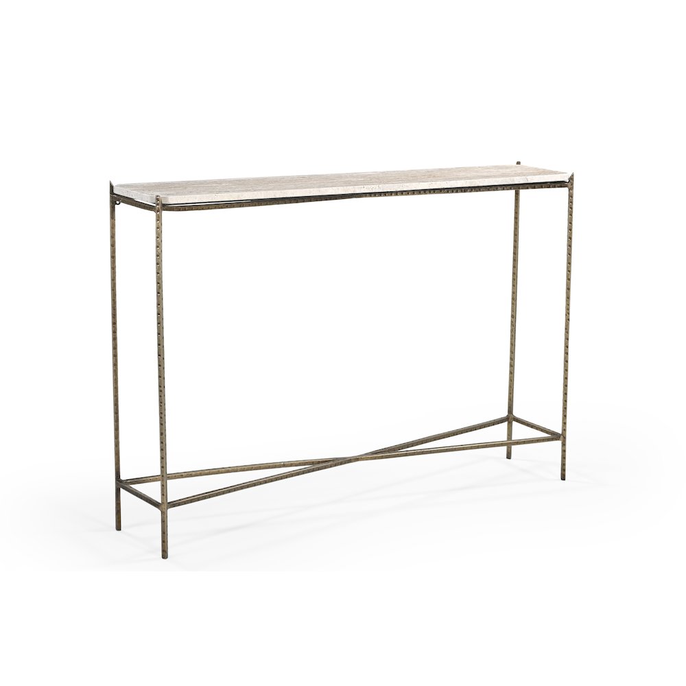 Asher 48" Console Table with Travertine Top. Picture 4