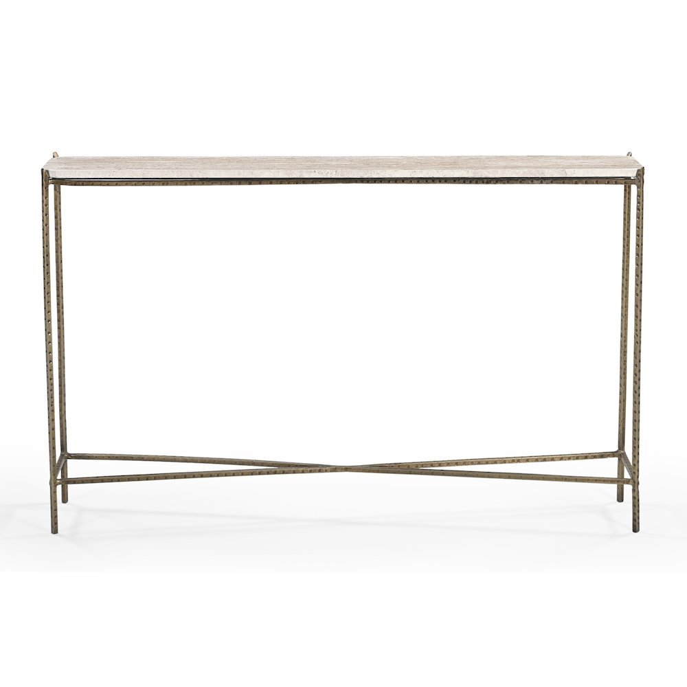 Asher 48" Console Table with Travertine Top. Picture 7