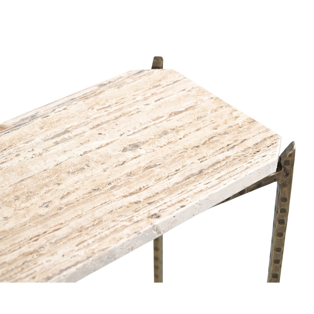 Asher 48" Console Table with Travertine Top. Picture 8