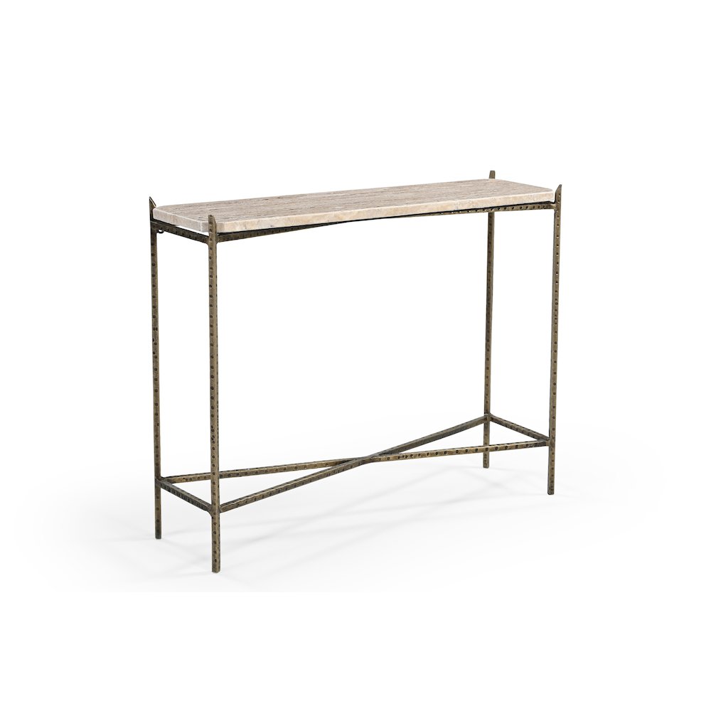 Asher 32" Console Table with Travertine Top. Picture 4